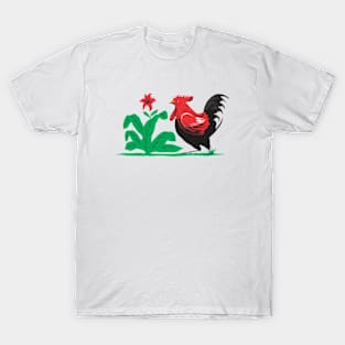 rooster and flower T-Shirt